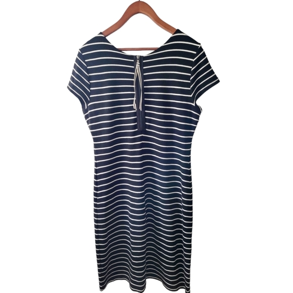 Karen Kane Vintage Black and White Stripe Knit Dress Size XL Made in USA - Picture 2 of 4